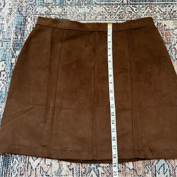Banana Republic NWT Brown Vegan Faux Suede A-Line Mini Skirt Size 12 - Picture 6 of 14